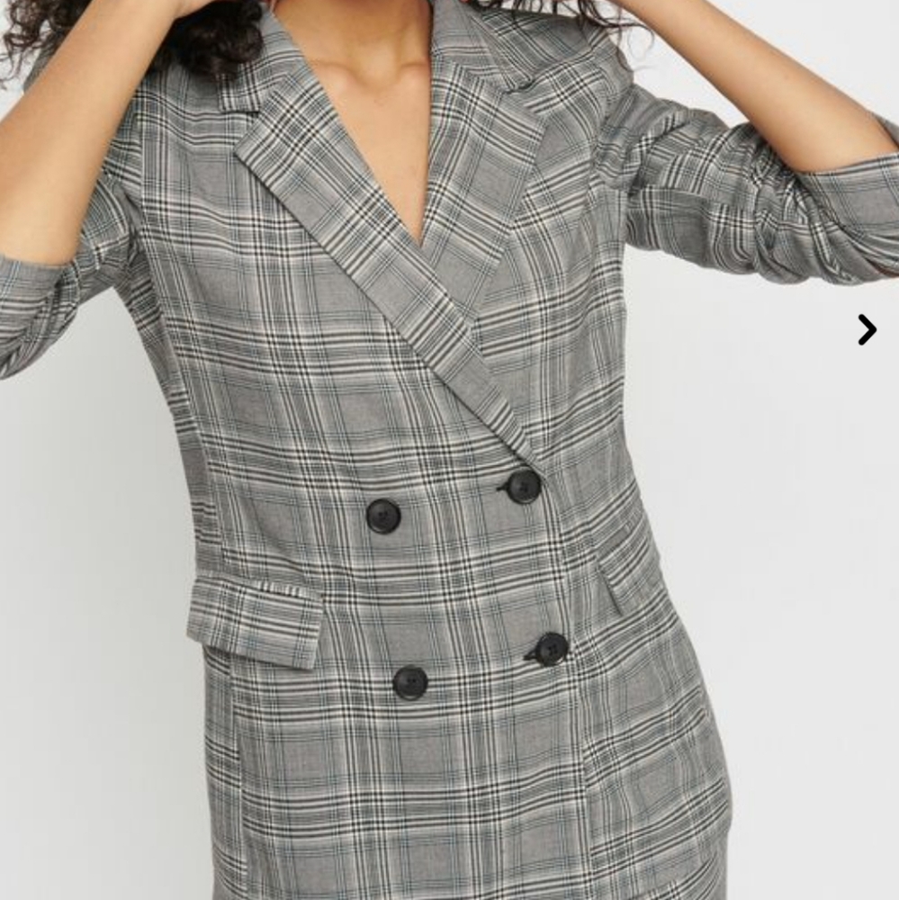 Plaid Double Breasted Blazer